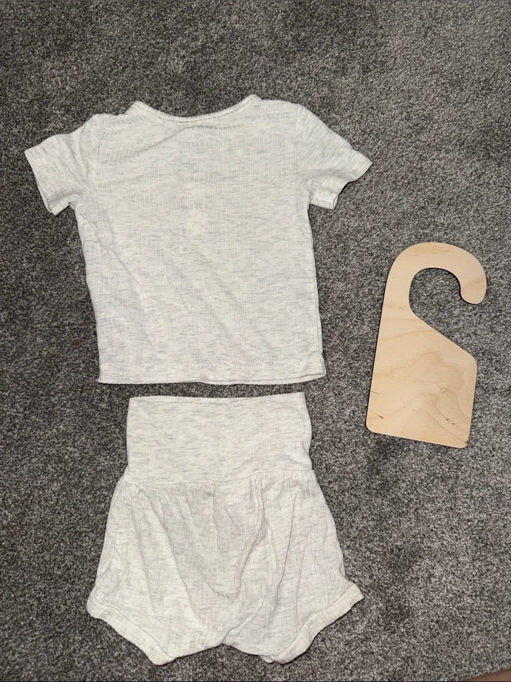 Carters Neutral Heather Gray Baby Two-Piece Set w/ 0-3 Months door hanger